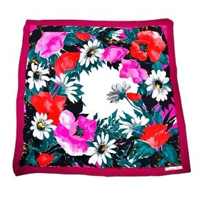 VINTAGE CHRISTIAN DIOR VIBRANT COLORFUL FLORAL SILK SCARF - 34" square